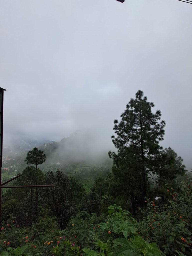 Cloud covered mountains